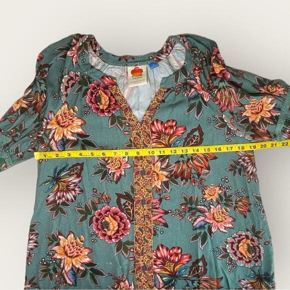 Farm Rio x Anthropologie | Palola Floral Peasant Blouse | Multi Green | Medium - Picture 12 of 15